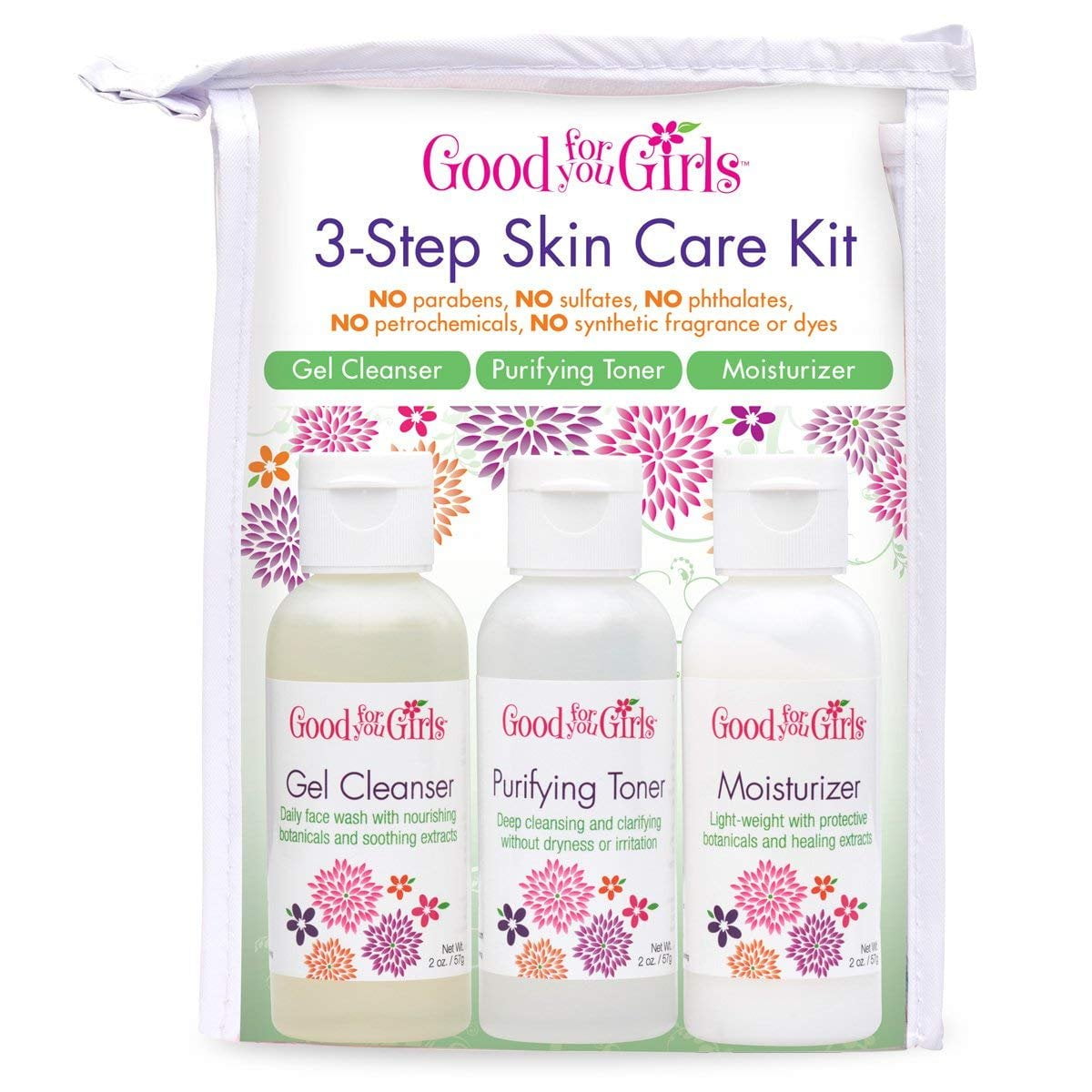 Good For You Girls 3 Step Skin Care Kit - Gel Cleanser, Purifying Toner 