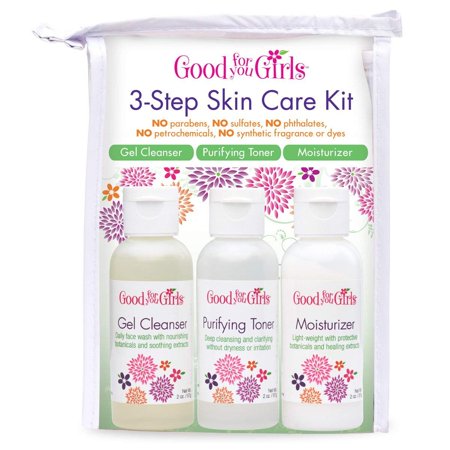 Good For You Girls 3 Step Skin Care Kit - Gel Cleanser, Purifying Toner and Light-Weight Moisturizer, 2oz (Best Cleanser Toner And Moisturizer For Oily Skin)