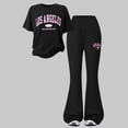 thumbnail image 6 of CAICJ98 Girls 2 Piece Summer Outfits Short Sleeve Crewneck Tops and Flare Pants with Pockets Kids Spring Clothing Sets (Black,11-12 Years), 6 of 7