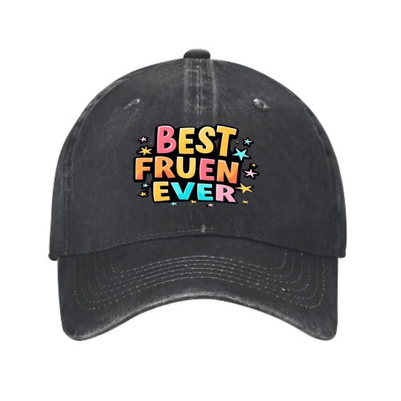 Vintage Cotton Washed Distressed Baseball Cap - Colorful ' BEST FRIEND EVER ' Design with Stars - Fun Golf Dad Hat for Men & Women
