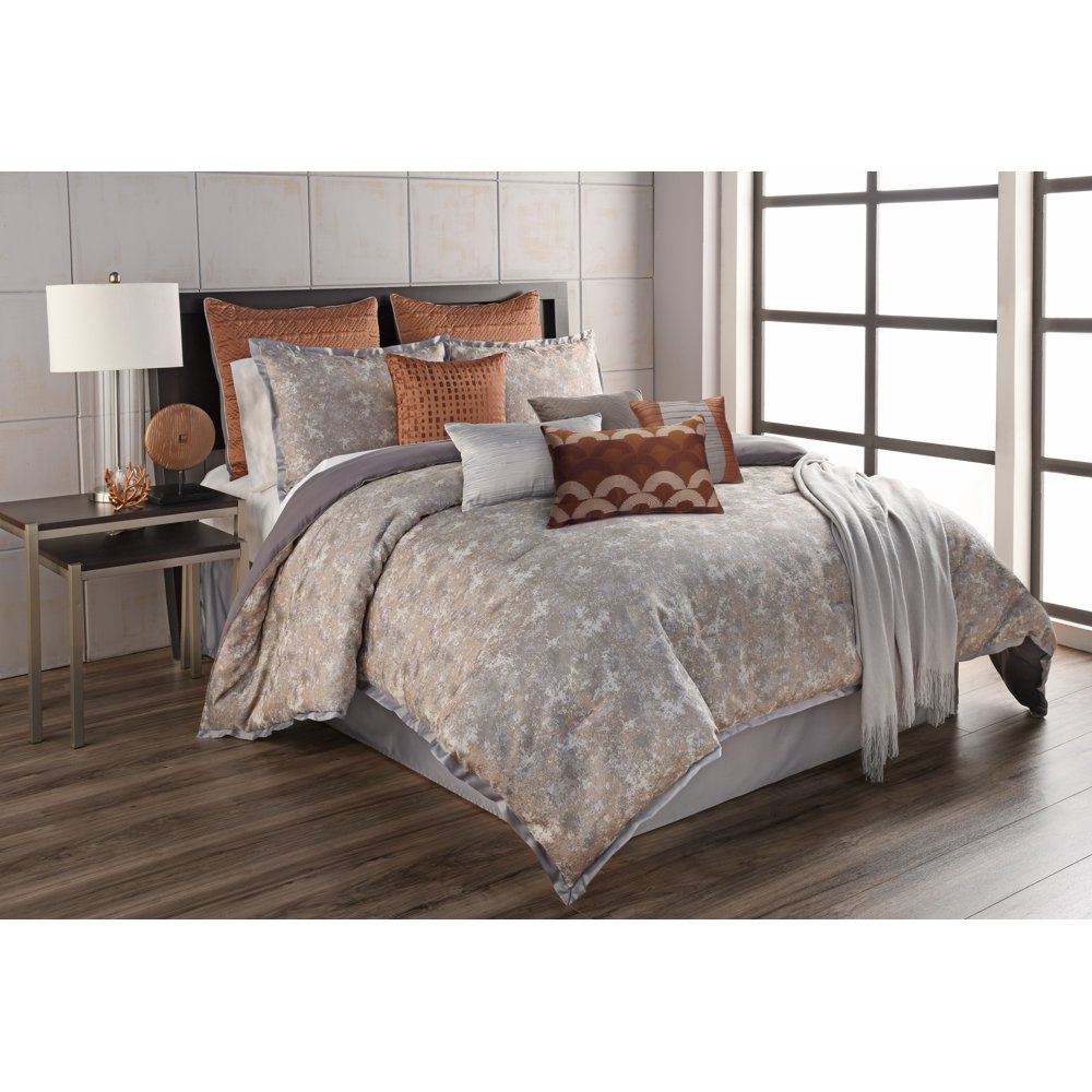 Riverbrook Home Aileen Gray/Spice Jacquard 12 pc Queen Comforter Set
