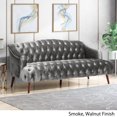 thumbnail image 2 of Noble House Croxton Tufted Velvet Sofa, Smoke, Walnut, 2 of 12