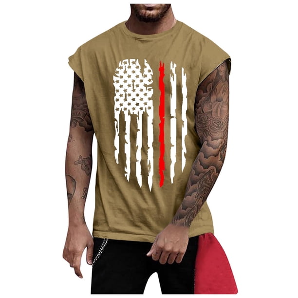 Summer Men's Solid Color Printed Sweat-absorbing Breathable Shoulder Expanding Sleeveless Vest L