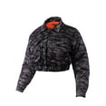 thumbnail image 2 of A2Y Women's Cropped Front Two Pocket Snap Quilted Padding Bomber Jacket Camo Grey M, 2 of 3