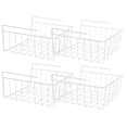 Westerly 16 Inch 4 Pack White Under Shelf Wire Basket Hanging Storage Baskets, Under Add