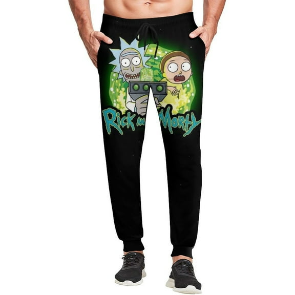 Rick And Morty Mens Joggers Sweatpants Elastic Waist Casual Athletic Sports Trousers Comfortable Workout Track Pants S