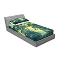 thumbnail image 2 of Ambesonne Nature Fitted Sheet & Pillow Sham Set, Mist Forest Trees Scene, Twin, Hunter and Green, 2 of 2