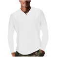 thumbnail image 4 of Tejiojio 2025 Men's Fashion Casual Pullover Solid Color Splice Long Sleeve V-Neck Blouses Men's and Big Men's Classic Tops, 4 of 9