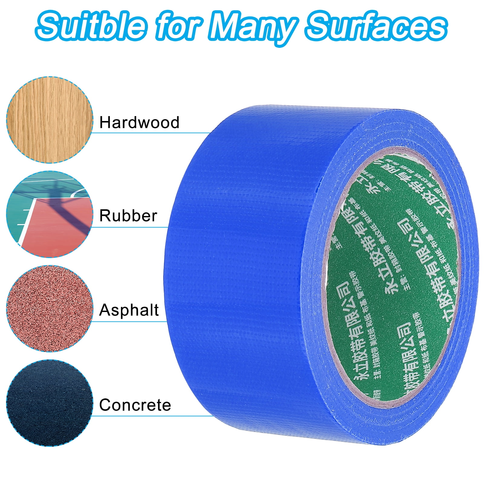Uxcell Pickleball Ball Court Marking Tape 66ft, Marking Edge Guard Ultra-Adhesive Tape, Blue 4 Pcs