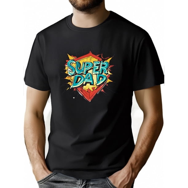 Camiseta cómoda para hombre con estampado de "Super Dad", informal, ligeramente elástica y transpirable para exteriores.
