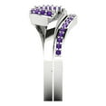 thumbnail image 3 of 0.45 ct Brilliant Round Cut Natural Amethyst 18K White Gold Solitaire with Accents Engagement Bridal Wedding Ring Band Set size 7.5, 3 of 7