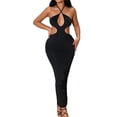 thumbnail image 2 of VISgogo Vestido sin mangas con cuello colgante para mujer, de una sola pieza con abertura larga sin espalda de color sólido, vestido de fiesta de cóctel ajustado VISgogo  moda, 2 of 9