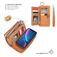 thumbnail image 3 of iPhone XR 6.1" Wallet Detachable Case, Dteck [Weave Style] Zipper Purse Phone Case Multi-functional Folio Flip Leather Removable Magnetic Back Cover For Apple iPhone XR, Brown weave, 3 of 8