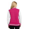 thumbnail image 2 of Sport-Tek Ladies Fleece Letterman Jacket-3XL (Pink Raspberry/ White), 2 of 6