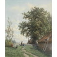 thumbnail image 2 of Hendrik Dirk Kruseman van Elten 12x14 Black Ornate Wood Framed Double Matted Museum Art Print Titled: Farmyard with Some Figures, on the Right a Shed and Large Tree (1839 - 1904), 2 of 5