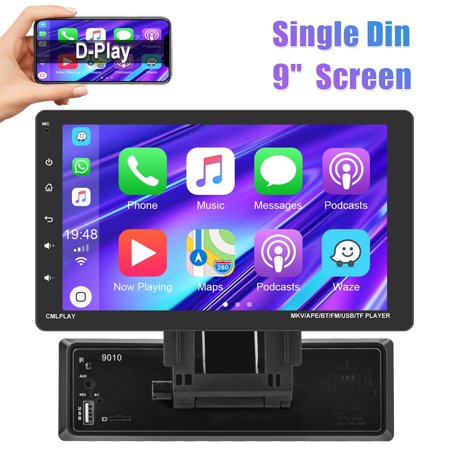 Podofo Single 1 Din 9'' Car Stereo with Apple Carplay Android Auto HD Touch Screen Car MP5 Player Car Radio Bluetooth Mirror Link USB FM Function