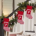 thumbnail image 4 of Fridja Grands Bas de Noël, Bas de Noël Tricotés de 19,68 Pouces avec Monogramme Rayé et Pompon pour Cartes de Vœux, Bas Suspendus Rouges pour Cheminée de Noël pour Décorations de Vacances Lettre P, 4 of 5