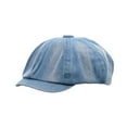 thumbnail image 3 of Boina para mujer, gorra de vendedor de periódicos, informal, de 8 paneles, estilo pintor, con visera Azul, 3 of 9