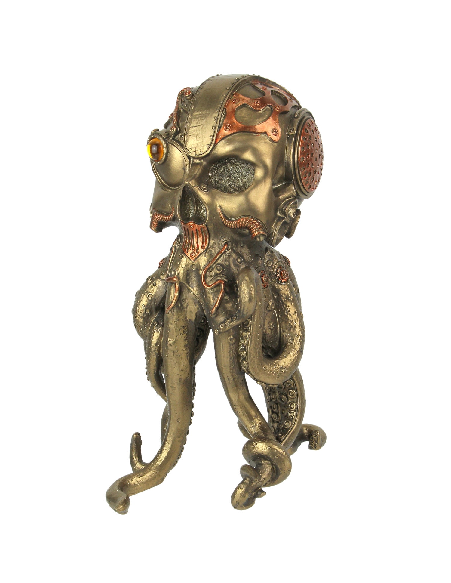 Nautical Steampunk Octopus Submarine Trinket Box Statue Bronze Finish 