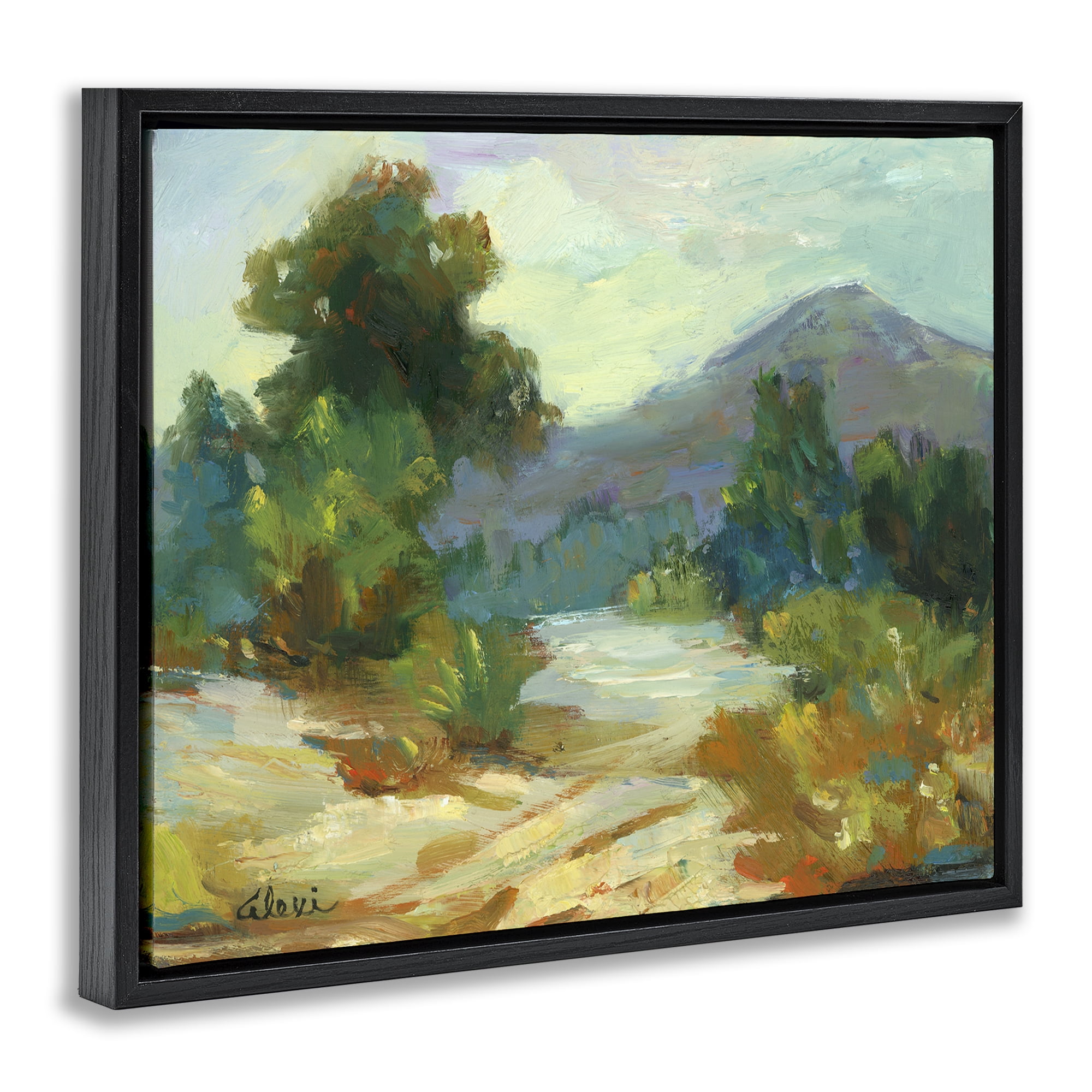 Stupell Industries Fall Time Mountain View Landscape & Nature Painting Black Floater Framed Canvas Art Print Wall Art, 31 x 25