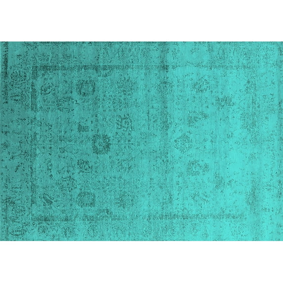 Ahgly Company Indoor Rectangle Oriental Turquoise Blue Industrial Area Rugs, 2' x 4'