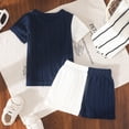 thumbnail image 5 of KPOPLK Toddler Baby Boy Clothes Outfits Set Summer 6 12 18 24M 2T 3T Boy Waffle Knit Short Sleeve T Shirt Shorts Set Clothes for Boys(18-24 Months,Blue), 5 of 6