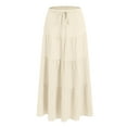 thumbnail image 4 of Jkety Skirts for Women Trendy Women's Casual High Waist Solid/Tie Dye Fold Over Flowy Long Maxi Skirt(Beige,2XL), 4 of 6