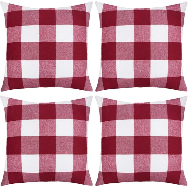 Red and on sale white plaid pillows