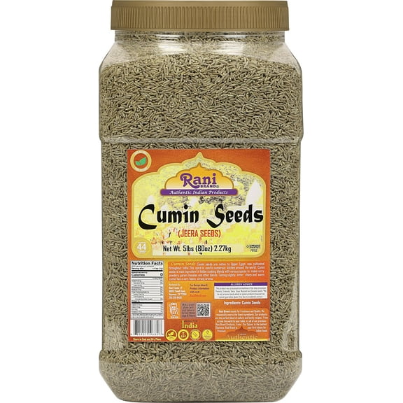 Rani Cumin Seeds Whole (Jeera) Spice 80oz (5lbs) 2.27kg Bulk PET Jar ~ All Natural | Gluten Friendly | NON-GMO | Vegan | Indian Origin