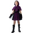 thumbnail image 2 of Liyamei Girls Purple Witch Dress with Cape Sleeveless Halloween Party Outfit 5-11Y, 2 of 5