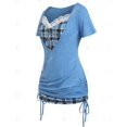 thumbnail image 2 of Camiseta Cuello Redondo a Cuadros Tamaño Plus Rosegal Camisetas tallas grandes, 2 of 5