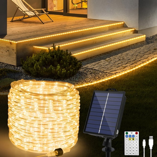 Luces de cuerda solar OMIKA 15 m 600 LEDs USB IP68 impermeables