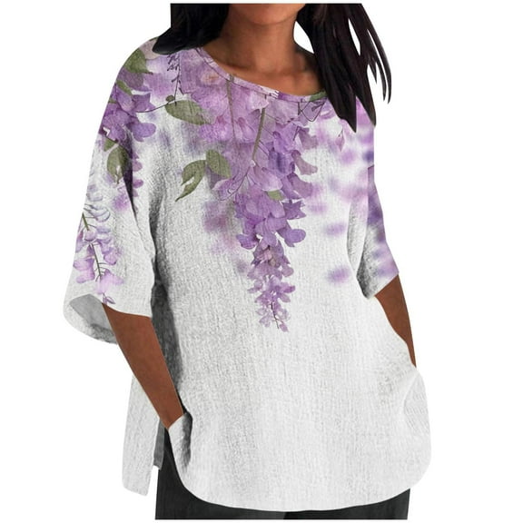 Virmaxy Womens Blouses Long Sleeve Shirt Women Casual Fashion Solid Color Button T-Shirt Long Sleeves One Shoulder Top Blouse Tops Purple-1 M