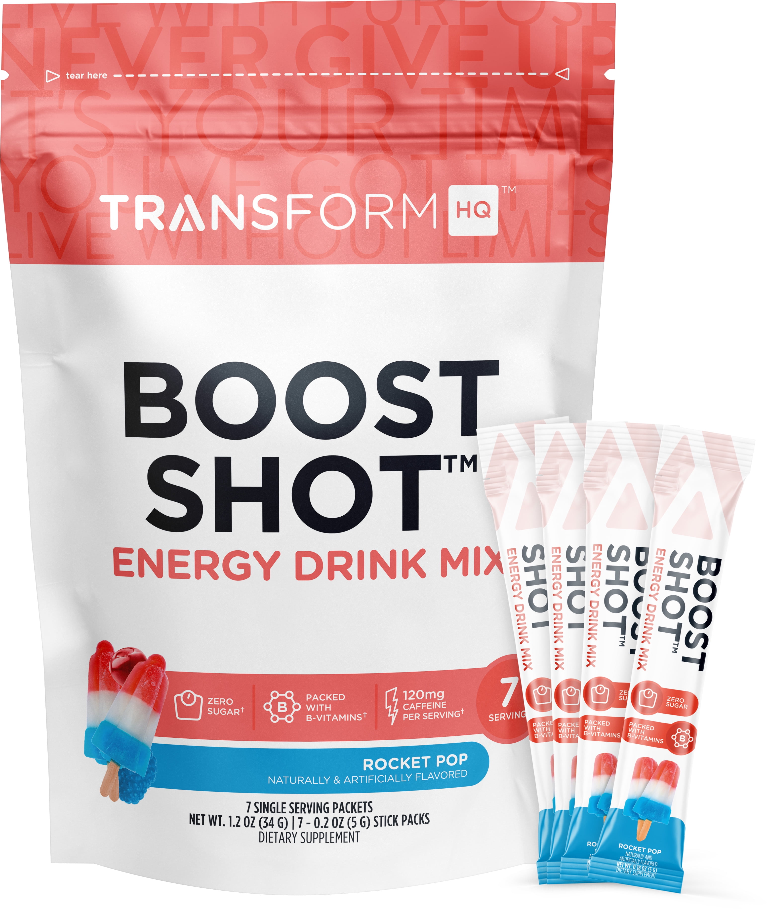 user_2794168d！ STRONG SHOT α３本 TransformHQ Boost Shot Powder Drink Stick Packets, Rocket Pop, 7