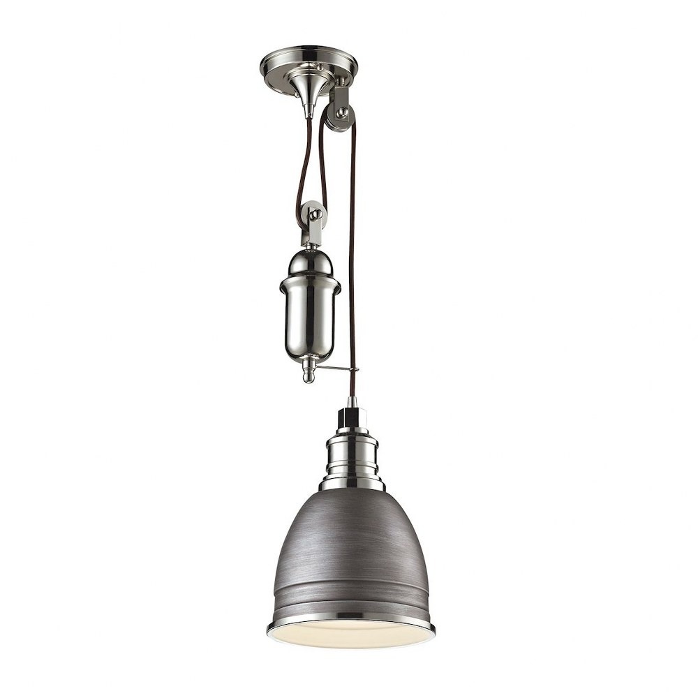 Pulley Adjustable Pendant Light One Light Adjustable Pendant Polished