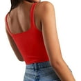 thumbnail image 3 of Vafful Summer Cropped Tank Tops for Women Cami Basic Top Shirt Ribbed Racerback Blouses Red M, 3 of 8