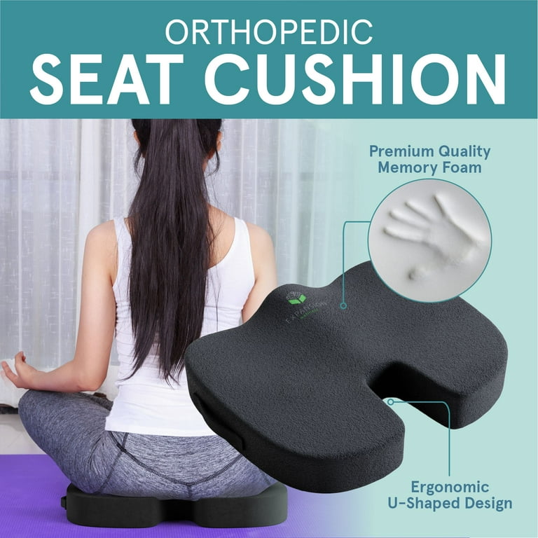 Carex Memory Foam Coccyx Seat Cushion - Tailbone Pain Relief Cushion - Sciatica  Pillow for Sitting and Pain Relief
