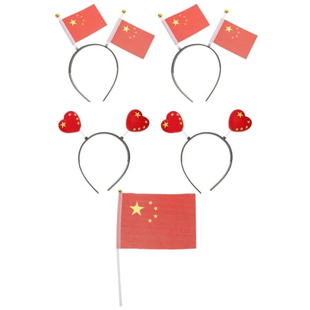 

HEMOTON 1 Set National Flag Headwear Hand Held Stick Flag Decors for Children s Games