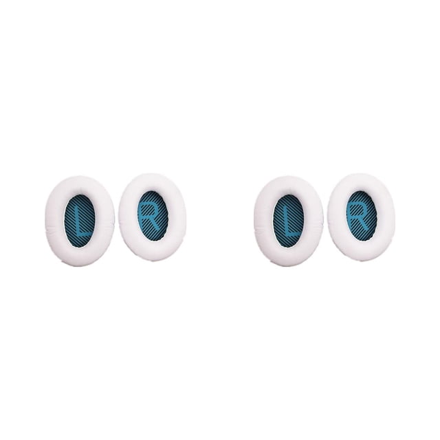 Kearding 2 uds. De almohadillas para auriculares, almohadillas profesionales para los oídos, reemplazo transpirable para auriculares Bose QC35 Blanco+Azul 2Conjunto