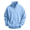 thumbnail image 4 of RUTAYY Boys Waffle Sweatshirt Knit Quarter Zip Fashion Long Sleeve Fall Winter Basic Pullover Casual Outdoor Wear, Sky Blue, 4 of 4