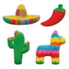 FIESTA CELEBRACION ASSORTMENT Cactus Donkey Mexican Hat Decorations Sugar Topper Celebrate Cup Cake Cake Cookie Toppers 12Count