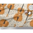 thumbnail image 2 of Soimoi White polyester Crepe Fabric Notes & Violin Musical Instrument Decor Fabric Printed Yard 42 Inch Wide, 2 of 3