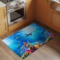 thumbnail image 3 of Shark Large Area Rugs for Bedroom Living Room, Non Slip Carpet Bedside Rug, Blue Ocean Underwater Animal Coral Tropical Fish Rectangular Floor Cover Kitchen Accent Rug 2'x3' for Dining Room/Office, 3 of 9