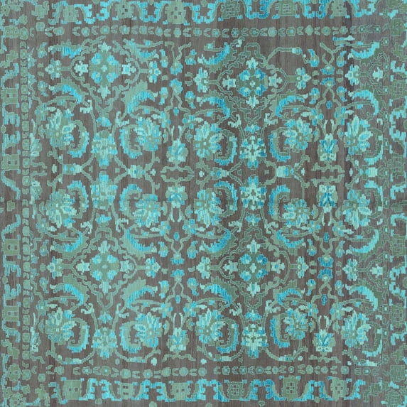 Ahgly Company Indoor Square Abstract Light Blue Modern Area Rugs, 5' Square