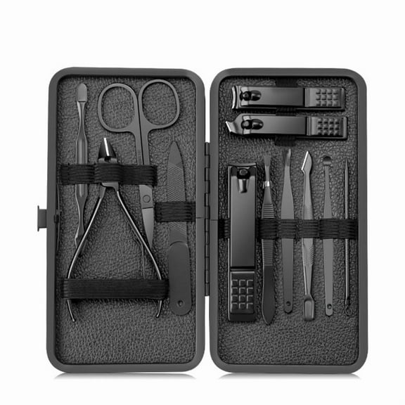 Cterwk 12 Pcs Professional Manicure Set, Pedicure Sets, Nail Clipper Sets, Stainless Steel Nail Cutter Kits with Case