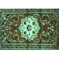 thumbnail image 1 of Ahgly Company Machine Washable Indoor Rectangle Persian Turquoise Blue Traditional Area Rugs, 7' x 9', 1 of 4