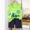 thumbnail image 2 of TOWED22 Summer Outfit Toddler Baby Boy Motorcycle Short Sleeve T-Shirt Shorts Set Infant Boy Clothes 2Pcs Set Green,12-18 M, 2 of 4