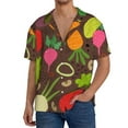 thumbnail image 3 of KLL Cartoon Vegetables Print Men's Shirt Short Sleeve Button Down Summer Cuba Beach Shirts- Medium, 3 of 7