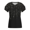 thumbnail image 4 of ZQGJB Sparkly Tops for Women Casual Petal Short Sleeve V Neck Tie Dye Gradient Print Athletic Tunic Tees Shirt Loose Relaxed Fitted Cozy Pullover Blouse Silver S, 4 of 5
