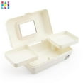 thumbnail image 4 of Caboodles Pretty in Petite caja de maquillaje, dos tonos blanco sobre blanco, caja organizadora de plástico duro, 2 bandejas giratorias, espejo de moda, cierre seguro para un viaje seguro, 4 of 5
